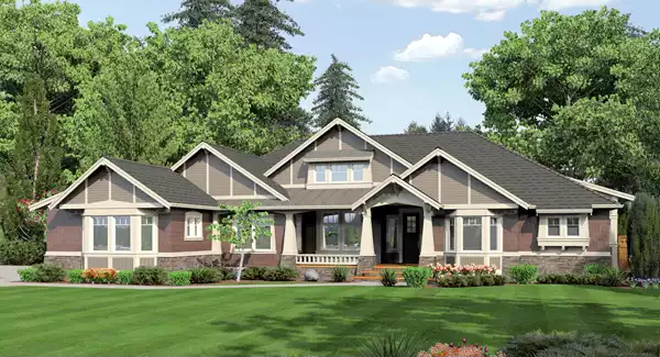 image of large craftsman house plan 3367